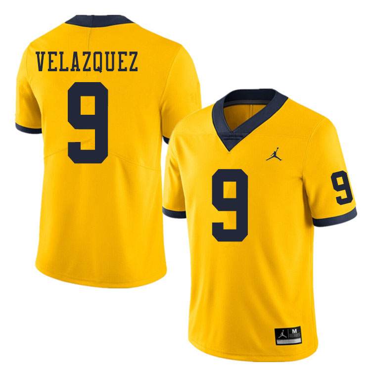 Men #9 Joey Velazquez Michigan Wolverines College Football Jerseys Sale-Yellow